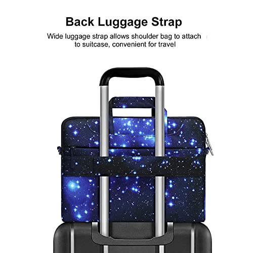 MOSISO Laptop Shoulder Bag Compatible with MacBook Air/Pro,13-13.3 inch Notebook,Compatible with MacBook Pro 14 inch 2023-2021 A2779 M2 A2442 M1,Starry Night Carrying Sleeve Case with Belt, Black4