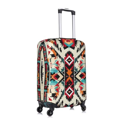 Native American Pattern Print Suitcase Protector Dust-Proof Case Men Women Travel Fits 18-32 Inch Luggage, Small, White3