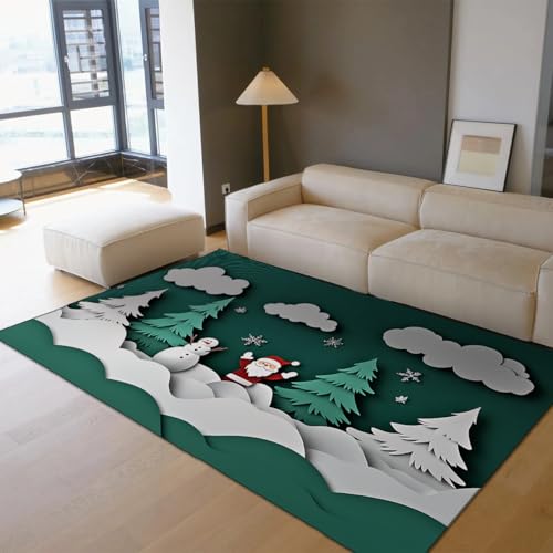 Tapis Noël Moderne 180x270cm Anti Sol Froid Grand Paillasson Salon Effet 3D - 3