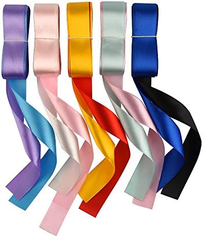 FEPITO 10 Pack 4m X 25mm Satin Ribbon Bundle Assorted Ribbon for Crafts Gift Wrapping Floristry Wedding Party Decoration