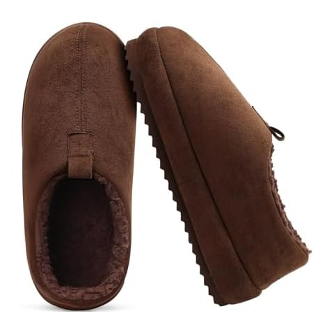 COFACE Mens Slippers Cozy Thick Cushion Memory Foam House Shoes Slippers Indoor Outdoor Lightweight Warm Sherpa Lining Scuff Slippers Comfy Arch Support Clog Slipper For Man, Dark Brown Size 12 Cover