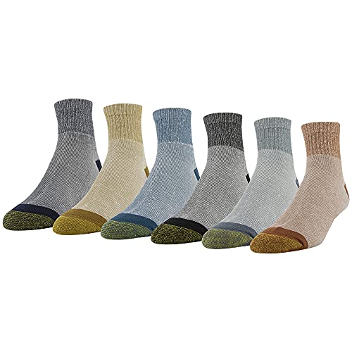 GOLDTOE Men's 656P Cotton Ankle Athletic Socks, Multipairs, Rust Assorted (6-Pairs), Large