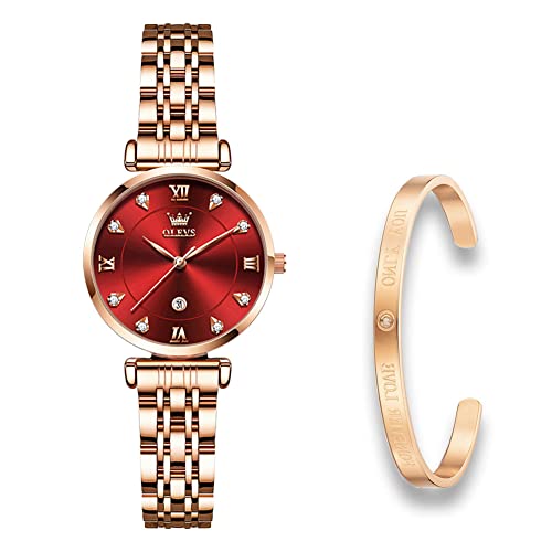 Verhux Relojes de Pulsera para Mujeres Moda Impermeable Analogico Cuarzo Acero Inoxidable Oro Rosa Reloj Regalos Originales para Mujer