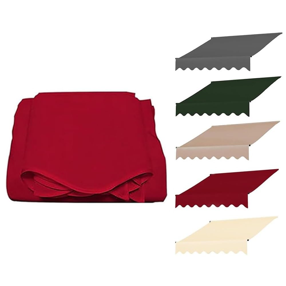 GJZQDKX UV Protection Retractable Canopy Waterproof Polyester Replacement Awning (Red 10x8 ft) for Outdoor Patio Terrace Garden & Backyard Shade Solutions