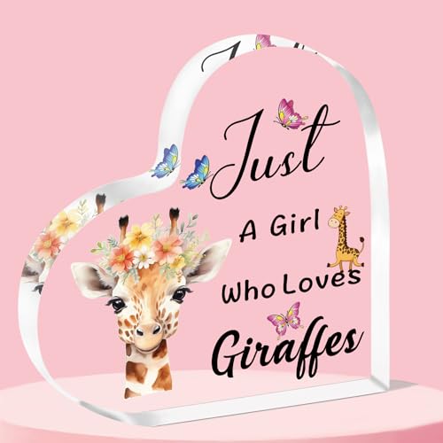 QMVMV Funny Giraffe Acrylic Plaque Gifts Animal Lover Gift Just A Girl Who Loves Giraffes Giraffe Lover Gift For Women Girls, Who Loves Giraffes Acrylic Plaque