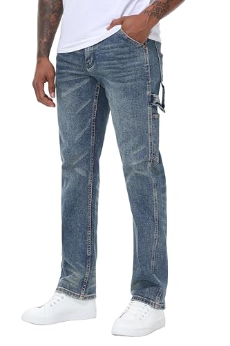 Men's Stretch Regular Fit Straight-Leg Cotton Fashion Comfort Flex Waist Denim Pants Jeans