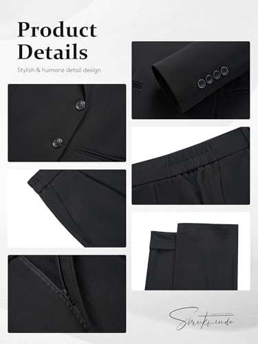 Effortlessly Chic Women's Black Blazer and Wide Leg Pants Set - Image 6