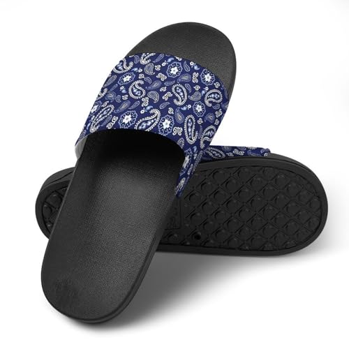 Deep Sea Navy Paisley Womens Slide Sandals Non Slip Summer House Slippers for Girls Slip-on Flip Flops4