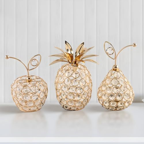 Decoración de mesa de vacaciones con piña y manzanas de cristal para cenas festivas 2
