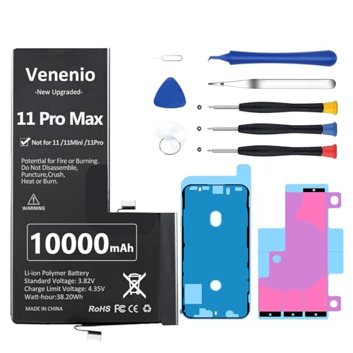 Venenio [10000mAh] Battery for iPhone 11 Pro Max 2026 New Upgrade High Capacity Replacement Battery for iPhone 11 Pro Max Models A2220 A2218 A2161 with Complete Repair Tool kit