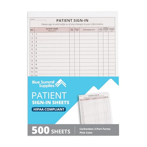 Blue Summit Supplies 500 Patient Sign in Sheets, HIPAA Compliant, Burgundy