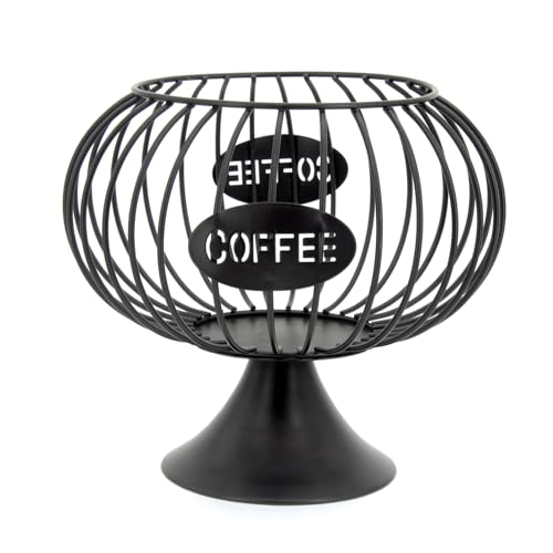 Coffee Pod Storage Organizer K Cup Holder for Counter Iron Storage Basket for Keuring pods Coffee Bar Decor Coffee Bar Accessories for Coffee Capsule Creamer (Black-L, Large)
