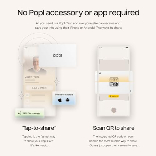 Image of Authentic Patented Popl Card (Avoid Fake Knockoffs) - Smart NFC Networking Card - Simply Tap to Exchange Contact Info, Capture Leads, & Manage Contacts (White)