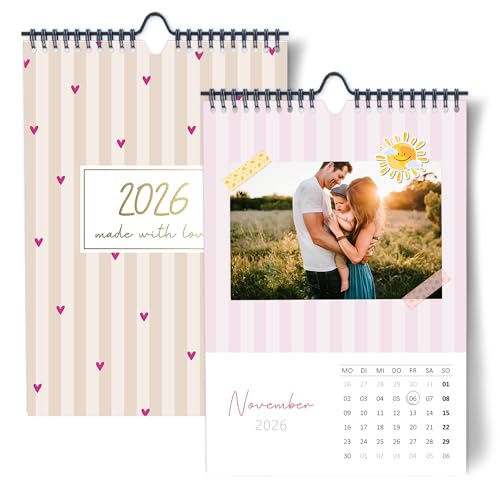 Fotokalender 2026 zum selber gestalten I DIY Bastelkalender DIN A4 I Hochwertiger Wand-Kreativ-Kalender 2026 zum Selbstgestalten I Foto Bilder einkleben