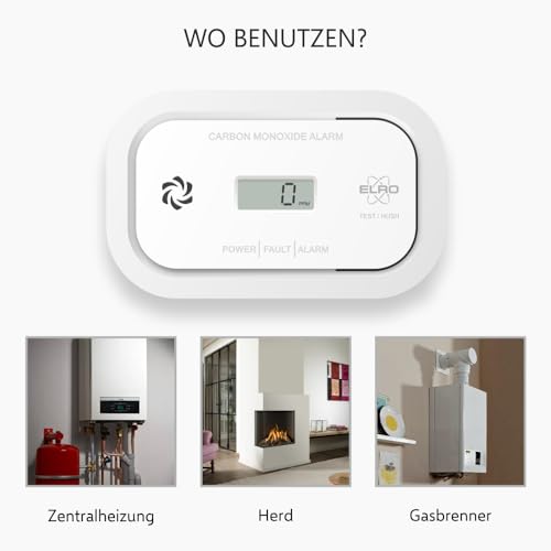 2er-Pack ELRO FC5003 Kohlenmonoxidmelder | 10-Jahres-Sensor | Mit Display | 2 Stück