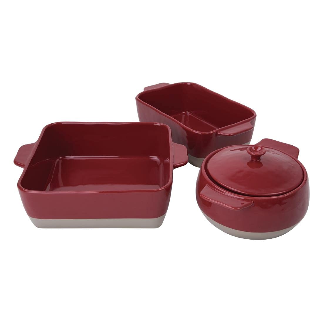 Olympia DB527 - Fuente de horno (cerámica, 0,52 g), color rojo y gris
