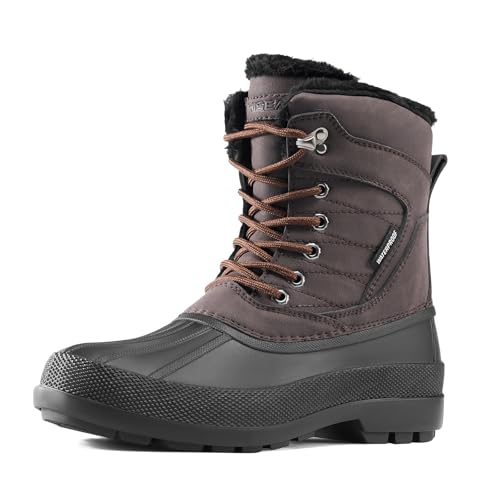 HISEA Men's Insulated Winter Snow Boots Waterproof, Warm Fur Lined Duck Boots for Rain Ski Cold Weather