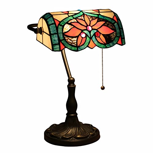 Lampe de bureau en vitrail vintage style banquier pour salon et chambre