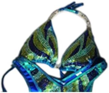 Miniatura 2 de Figura Physique traje de competición azul turquesa figura bikini traje de posar NPC Physique Competition Bikini probado ganador figura traje