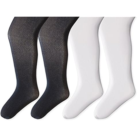 trimfit Girls' Little Nylon Spandex Opaque Tights, 4-Pack, Navy/White, 4 Cover