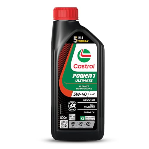 Castrol POWER1 ULTIMATE 5W-40 4-AT Synthetic Engine Oil for Scooter | With 5-in-1 Full Synthetic Technology | Meant for High Performance Scooters | BS6 Ready | 800 ML
