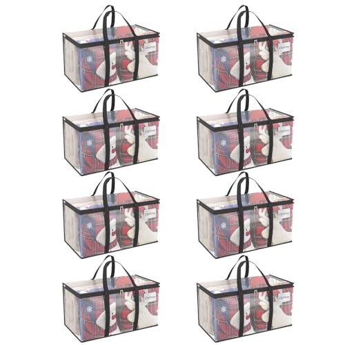 Image of Fixwal Heavy Duty Moving Bags 8 Pack Storage Bags 93L Clear Moving Supplies for Space Saving Moving Storage Backpack Straps Strong Handles & Zippers, Foldable