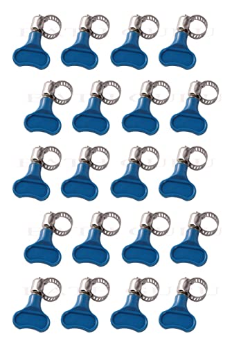 Image of BATH GURU Stainless Steel Hand Adjustable Worm Gear Key Type Hose Clamps 3 /4 Inch Gas Water Tap Garden Pipe Clamp Clips for Plumbing Mechanical & Multi Uses (Pack Of 20, .75 Inch)