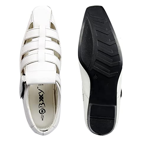 Image of BXXY Men's 2 inch Height Increasing Synthetic Material Formal Velcro Roman Sandals with Pu Sole.