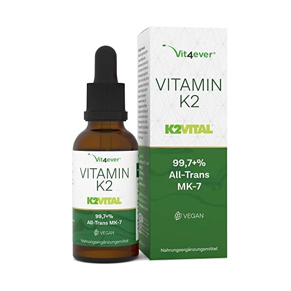 Vitamin K2 MK-7 200µg - 50 ml (1700 Tropfen) - Premium: All-Trans Gehalt >99,7% (K2VITAL® von Kappa) - Ohne Alkohol - Laborgeprüft - Vegan