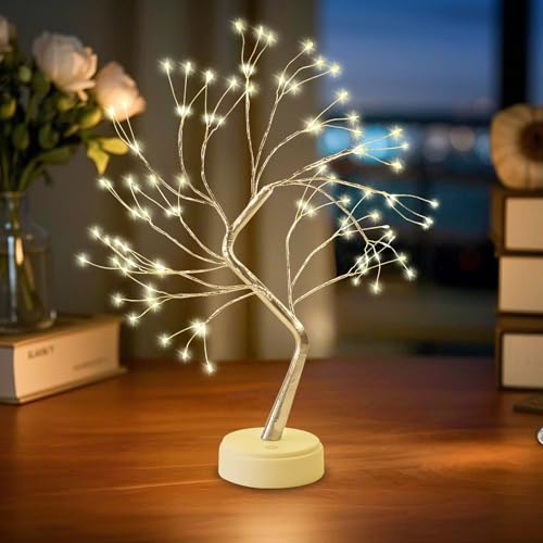 vsshe Árvore luzes LED, árvore de luzes de bétula com 180 LEDs, 8 modos de luz, luz quente e ramos ajustáveis dourados, candeeiro de árvore para o Ano Novo, Natal, Páscoa, casamentos, aniversário