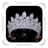 FASNAHOK Large Cubic Zirconia Wedding Tiaras Luxury Tall Pageant Queen Crowns for Women Gift Coronas Para 15 Anos Quinceaneras Big CZ Princess Headbands Silver