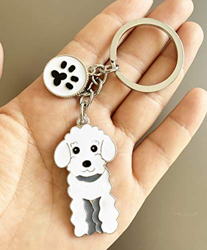 Schlüsselanhänger mit Hundemotiv, niedlicher Metall-Schlüsselanhänger, Taschenanhänger, tolles Geburtstgsgeschenk, 10 cm, (Weißer Pudel)