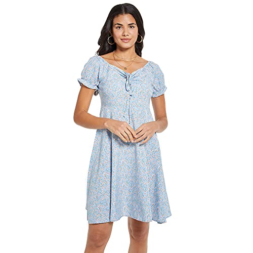 Robe d'été femme florale courte ajustable : mini robe de plage chic