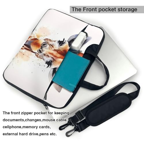Housse PC portable girafe aquarelle stop chocs et rayures