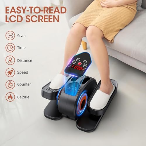 Image of Under Desk Elliptical Machine, 2-in-1 Electric Leg Exerciser for Seniors, Quiet & Compact Pedal Exerciser with Remote, 12 Speed Elliptical Exercise Machine for Home Office