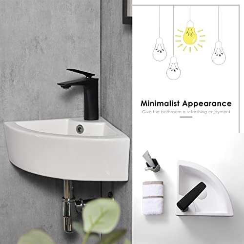 Lavabo esquinero pequeño blanco para ganar espacio en el cuarto de baño 6