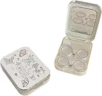 Estojo de lente de contato com padrão borboleta de grande capacidade com espelho, compacto e portátil para viagens (prata)