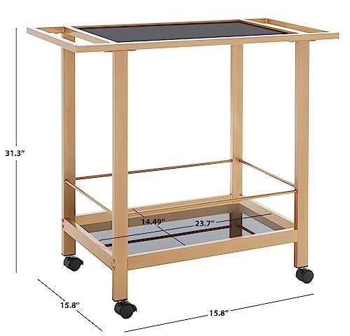 Safavieh Home Collection Gaelle Matte Gold/Black 2-Tier Bar Cart With Handle #TOP5
