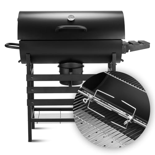 Miniatura 6 de Teeno Barbacoa De Carbón De Madera, Parrilla Barbacoa Con Rejilla De Cocción Xxl, Guantes Antigrietas, Termómetro, Cajón De Ceniza, Ventilación Regulable, Mejorada Con Soporte Para Asar Pollo