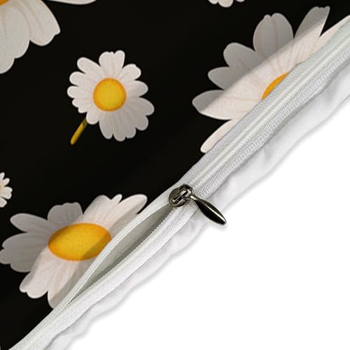 Parure de lit 3 pièces imprimé marguerite noire avec housse de couette