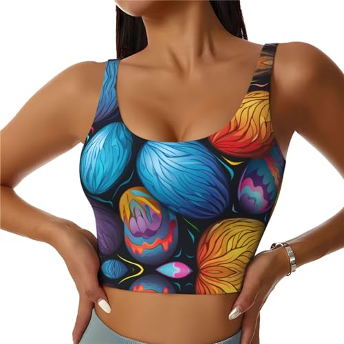 Chaleco deportivo para mujer con estampado de huevo de Pascua colorido para yoga y fitness