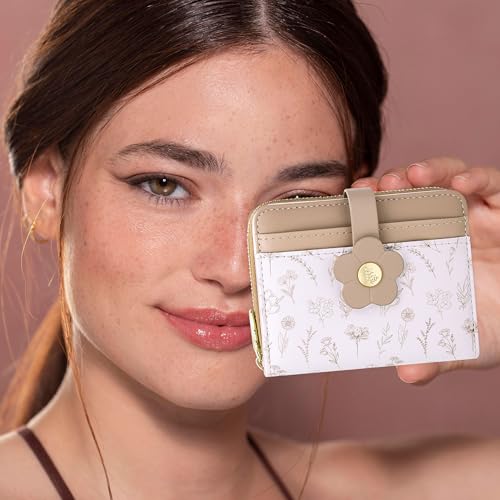 Image of Farcauo Cute Floral Womens Wallet Small Wallets for Women Thin Brown Women's Wallet Kawaii Flower Card Wallets for Women Ladies