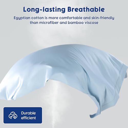 Image of SONORO KATE 100% Egyptian Cotton Sheets,1200 Series,Cal King Size | Soft Breathable & Cooling LuxuryHotel Cotton,Sateen Weave for Soft Feel,Fits Upto 16 inch Mattress,4PC,French Blue