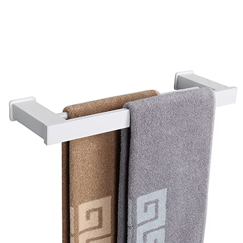 Nearmoon Double Bath Towel Bar, Bathroom Accessories-Premium Thicken Space Aluminum Square Shower Towel Rack For Bathroom/Kitchen, Towel Holder Wall Mounted (16 Inch, White) #TOP29