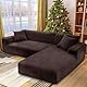 NAKIHOUSE Dicke Samt Sofa Überwürfe Sofabezug mit einem Kissenbezug, Superweicher Elastische Sofa Abdeckung in Kaffee Farbe für 1/2/3/4 Sitzer（L-förmiges Ecksofa erfordert Zwei）