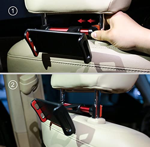 Image of Car Headrest Mount, Tablet Headrest Holder - Stand Cradle Compatible with Devices Such as i-Pad Pro Air-Mini, Galaxy Tabs, Other 4.7-10.5 inch Cellphones and Tablets - Black