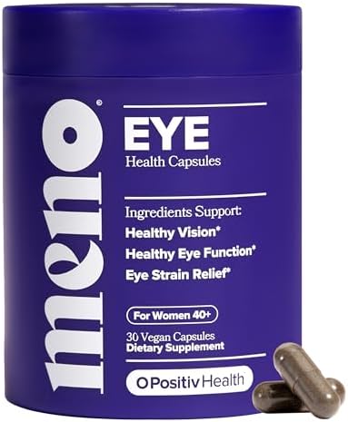 O Positiv MENO Eye Health Capsules – Daily Support for Eye Strain, Occasional Dryness & Healthy Tear Production – with Lutein, Zeaxanthin, Bilberry Extract, Vitamin A & Lycopene – 30 Servings