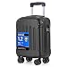 YONSLY Koffer Suitcase S Schwarz, Trolley Reisekoffer, Rollkoffer Handgepäck mit 4 Rollen 360°, Hartschalenreisekoffer, Zahlenschloss, Weicher Gummigriff