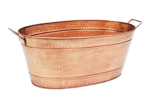 Large Oval Steel Tub with Copper Plated Finish