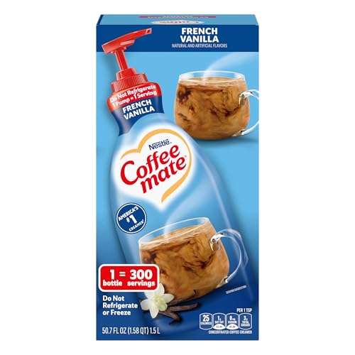 Nestle Coffee Mate Coffee Creamer, French Vanilla, Concentrated Liquid Pump Bottle, Non Dairy, No Refrigeration, 50.7 oz